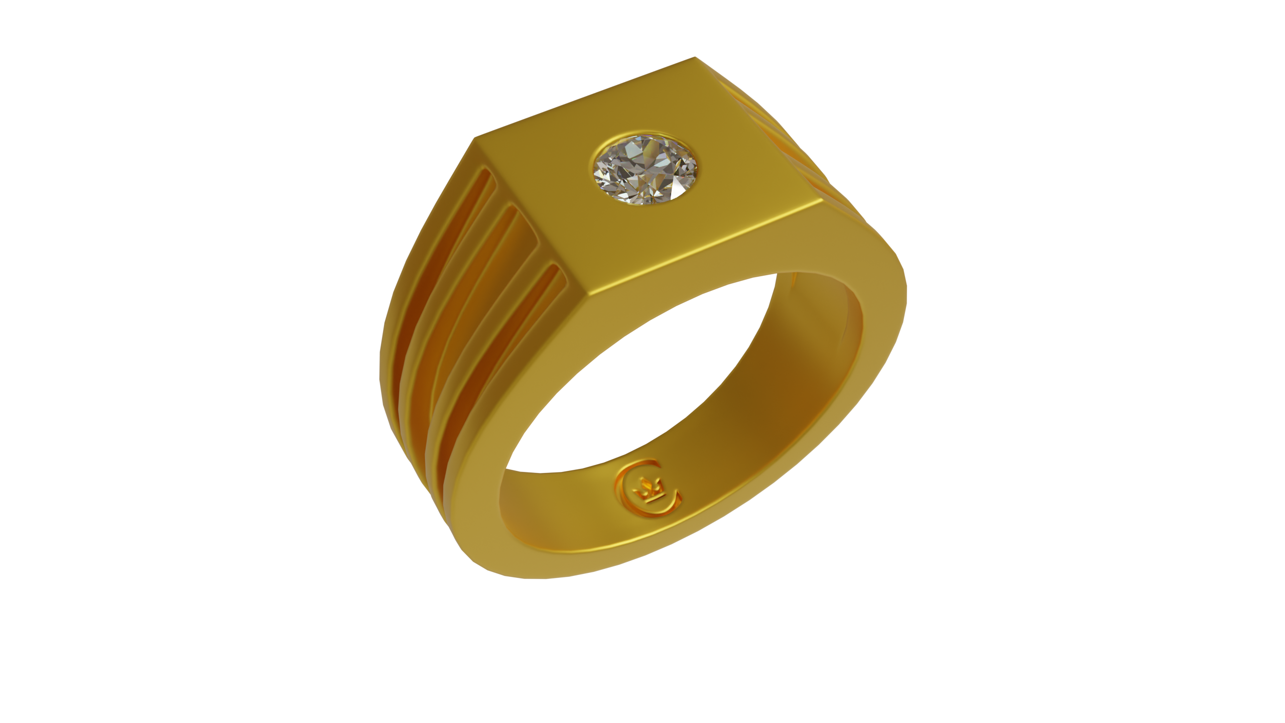 Siegelring "Emblem" Herren Feingold mit Lab-Diamant